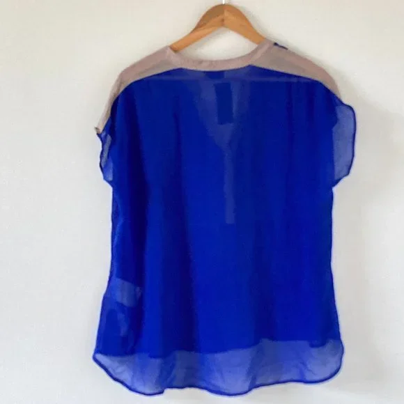 C&A Yessica BNWT UK Cobalt Blue Sheer Blouse Size 18 - Picture 3 of 12